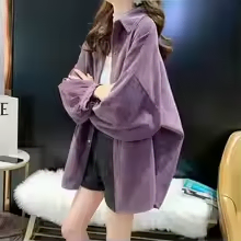 여성 루즈핏 코듀로이 셔츠 자켓