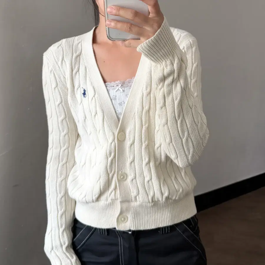 폴로 랄프로렌 베이직 포니 케이블 가디건