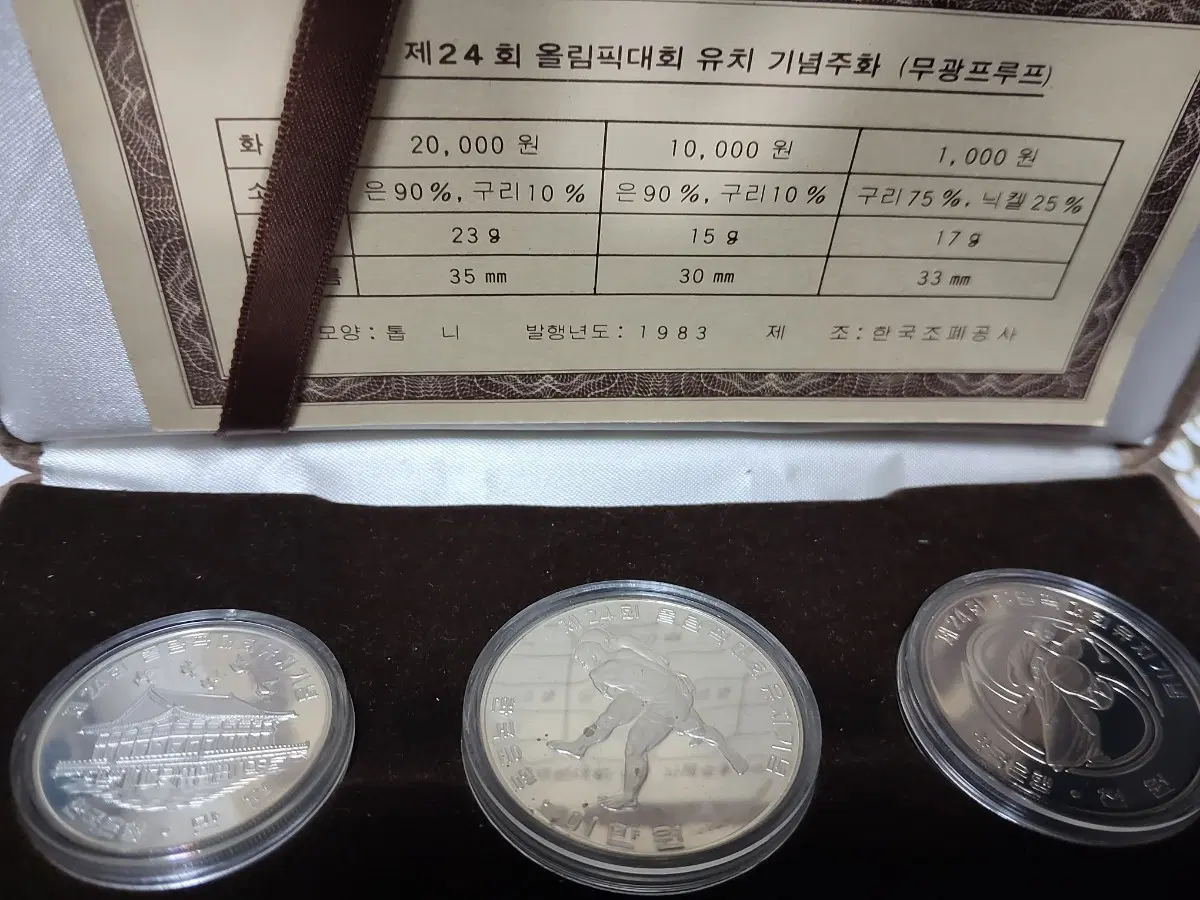 제24회 서울 올림픽 기념주화 무광 프루프 3종세트 1983년 발행