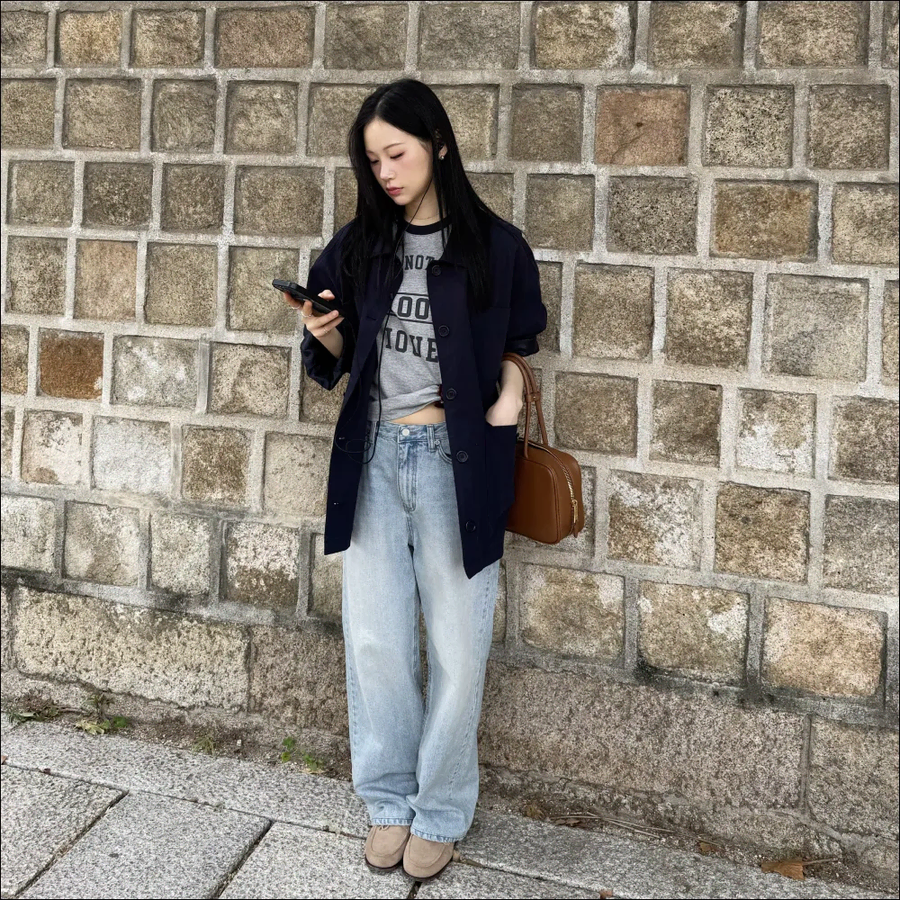 이오에 Semi Wide-Fit Denim Pants 세미 와이드핏 데님 팬츠 라이트 데님 S