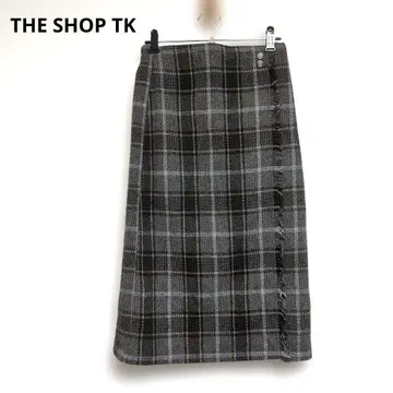 THE SHOP TK [새상품급] 롱 스커트 체크 올 패턴 밑단 슬릿 [M]