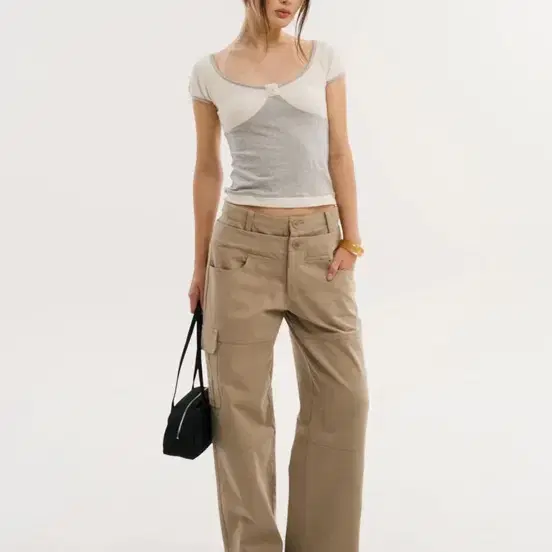 쓰리타임즈 connie cotton pants 베이지S새상품