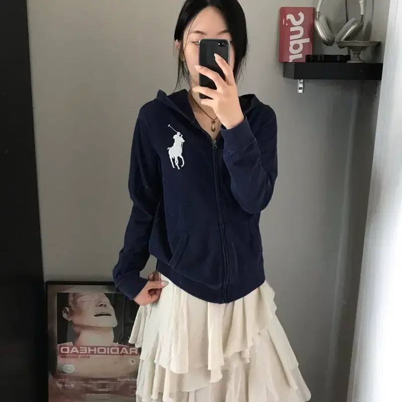 폴로 랄프로렌 빅포니로고 네이비 후드집업
