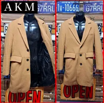 정가 10만 AKM 캐시미어 혼방 헤링본 체스터 코트 카멜 L