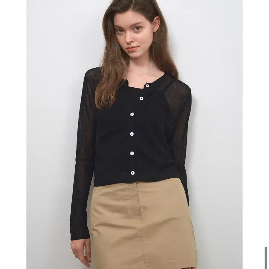 웬즈데이오아시스) Summer See-Through Knit Cardigan 블랙 (살안타템)