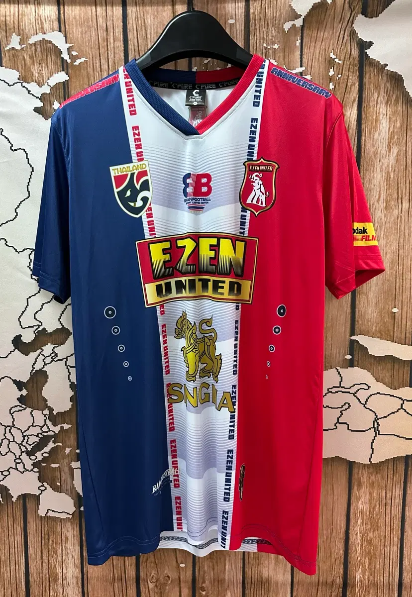 희귀/실측L 태국 로컬 풋볼 클럽 스폰서 그래픽 축구 저지 유니폼