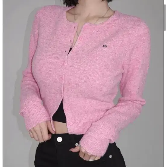 새) 페일제이드 캔디 울 가디건 핑크