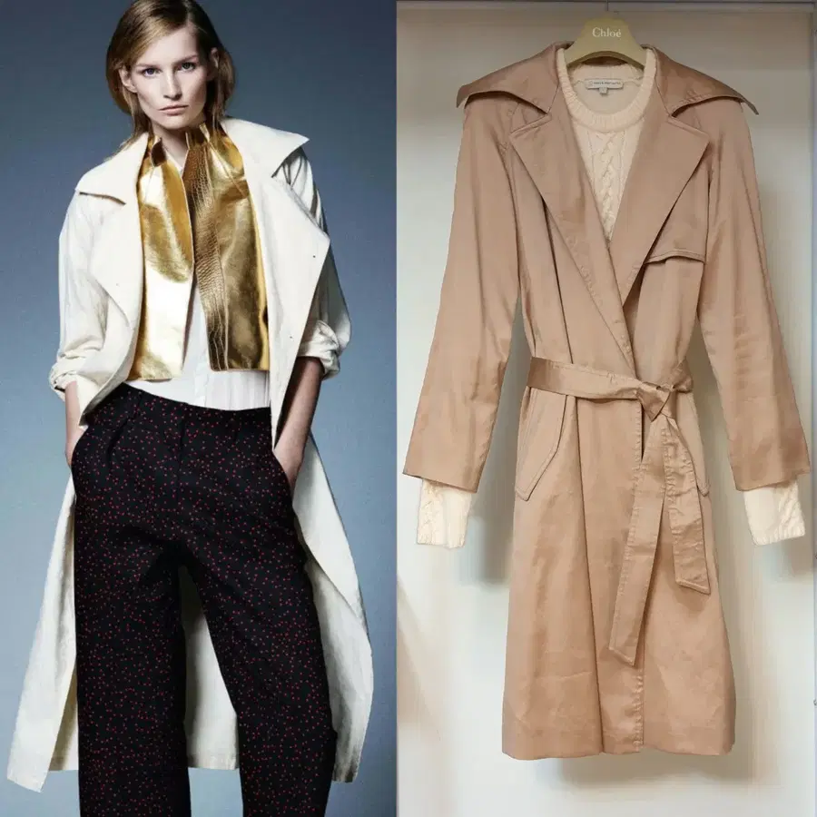 명품 dries van noten 드리스반노튼 쇼라인 새틴핑크 노버튼 오픈프론트 트렌치코트