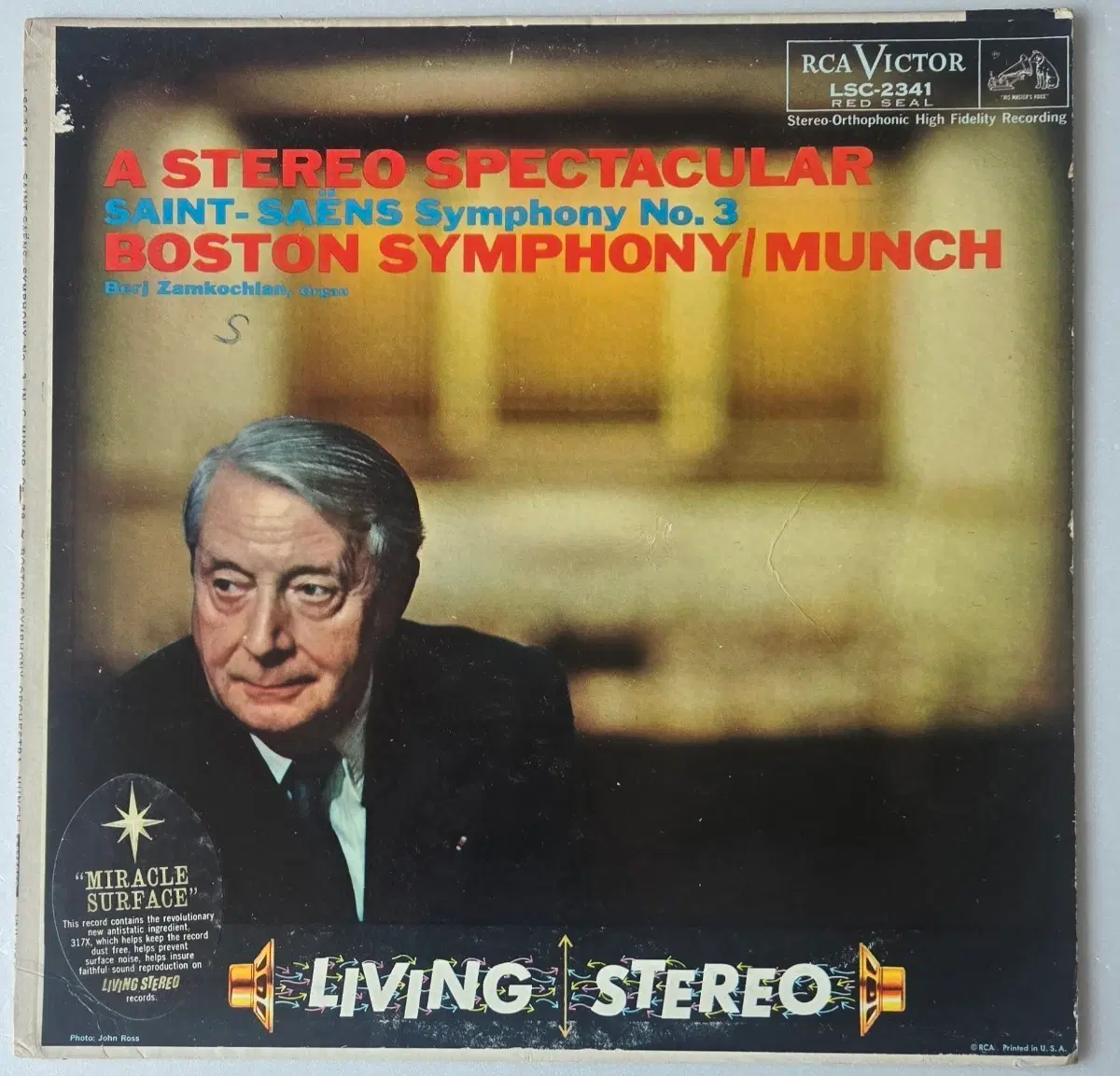 Charles Munch Boston Symphony - Saint-Saëns Symphony No. 3 Organ LP (RCA Living Stereo US Shaded Dog First Pressing)