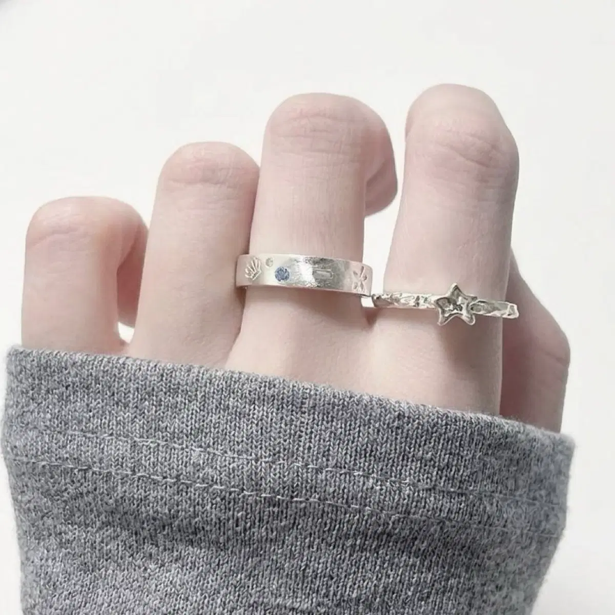 새상품 오픈링 실버925 반지, 별 반지, 각인 반지