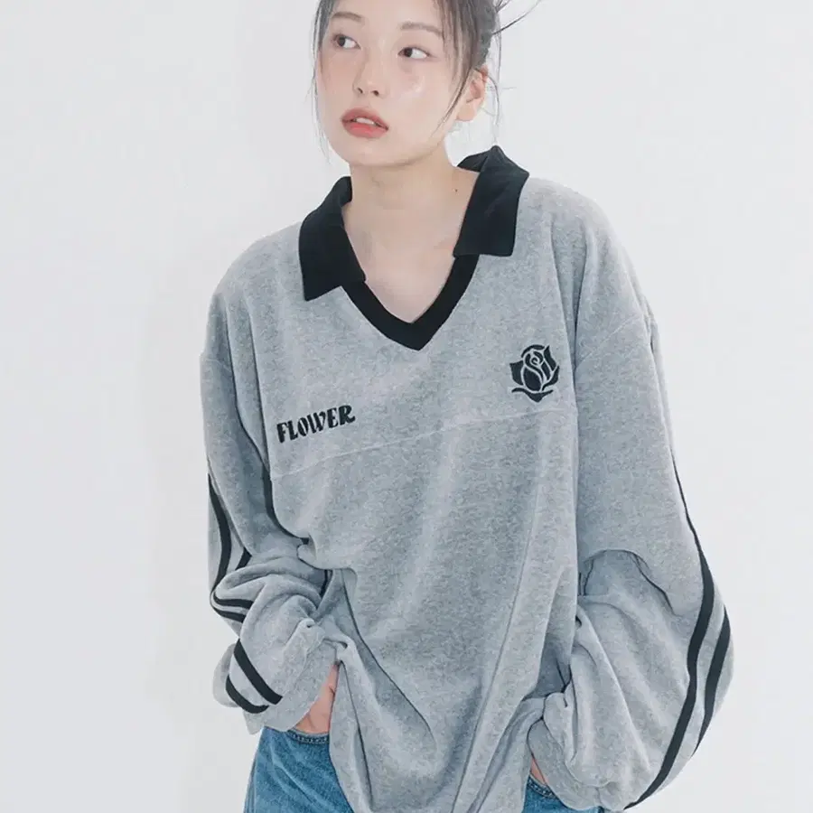[새상품] 해비즘 벨루어 롱슬리브티 그레이