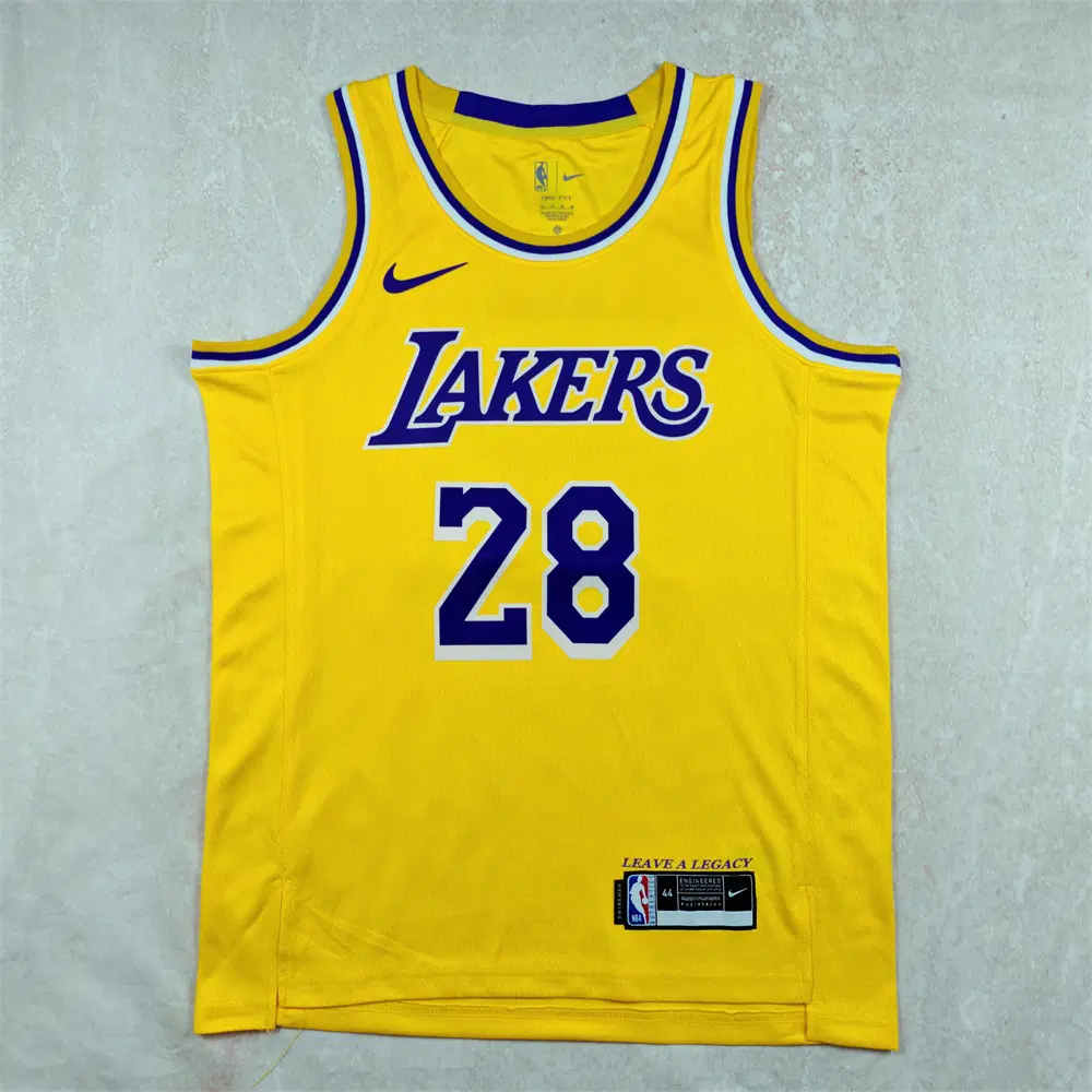 NBA 레이커스 하치무라 28번 홈 골드 에디션 농구 유니폼 남성 저지