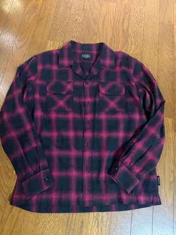 Schott 옴브레 체크 셔츠 레드/블랙 M 사이즈