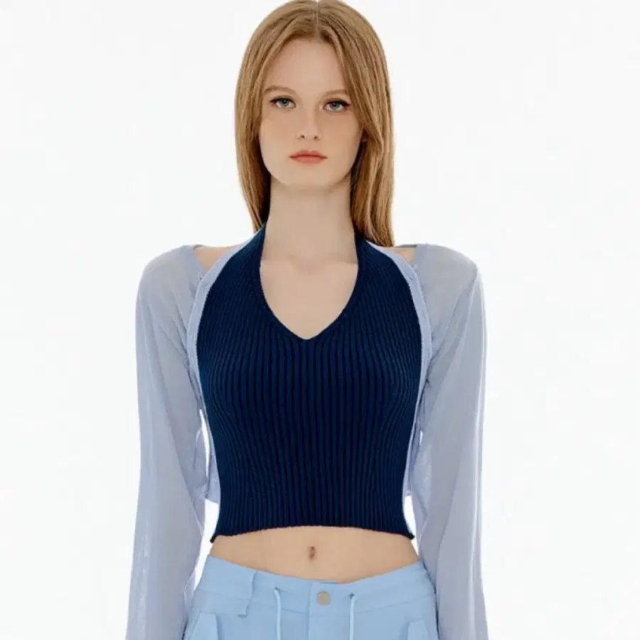 유즈(YUSE) HALTER KNIT TOP & SHEER BOLERO KNIT TOP 유즈 홀터넥 볼레로