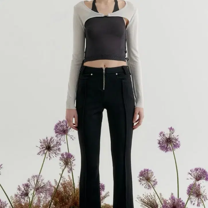 yuse lace up halter & sheer bolero knit top 유즈 홀터넥