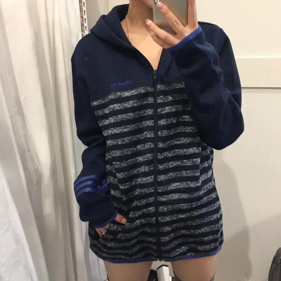 JPN Adidas 아디다스 네오 펑크 스트라이프 후드집업