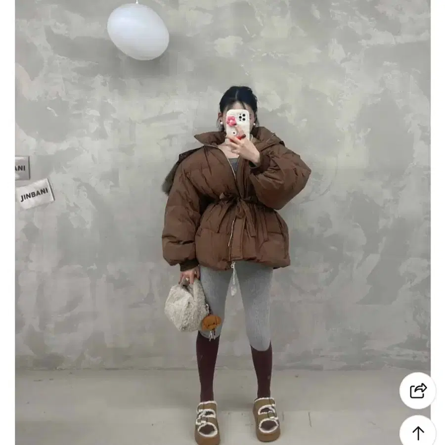 진바니 허니 폭스패딩(아이보리)