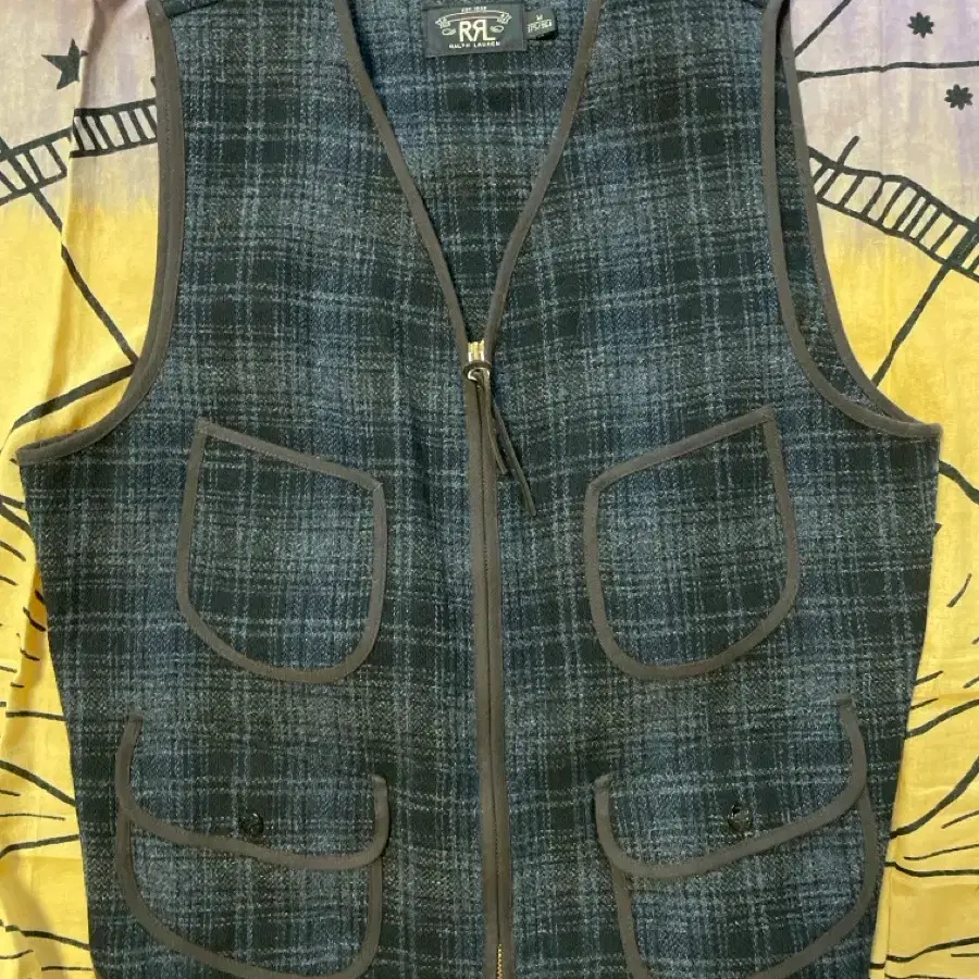 RRL 체크 울 헌팅 베스트