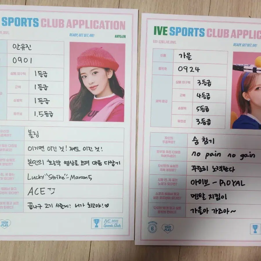 아이브 2023 시즌그리팅 스포츠 클럽 지원서