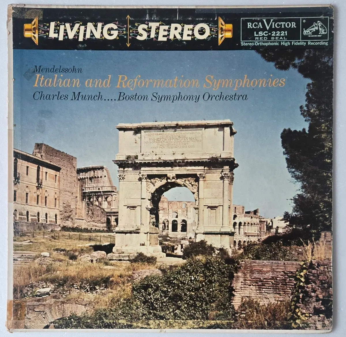 샤를 뮌시 보스턴 심포니- 멘델스존 이탈리아 종교개혁 교향곡 LP ( US RCA Living Stereo Shaded Dog 초반 )