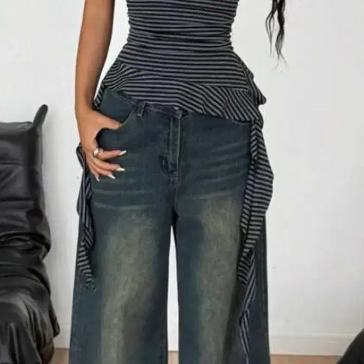 스트라이프 레이스 나시 탑