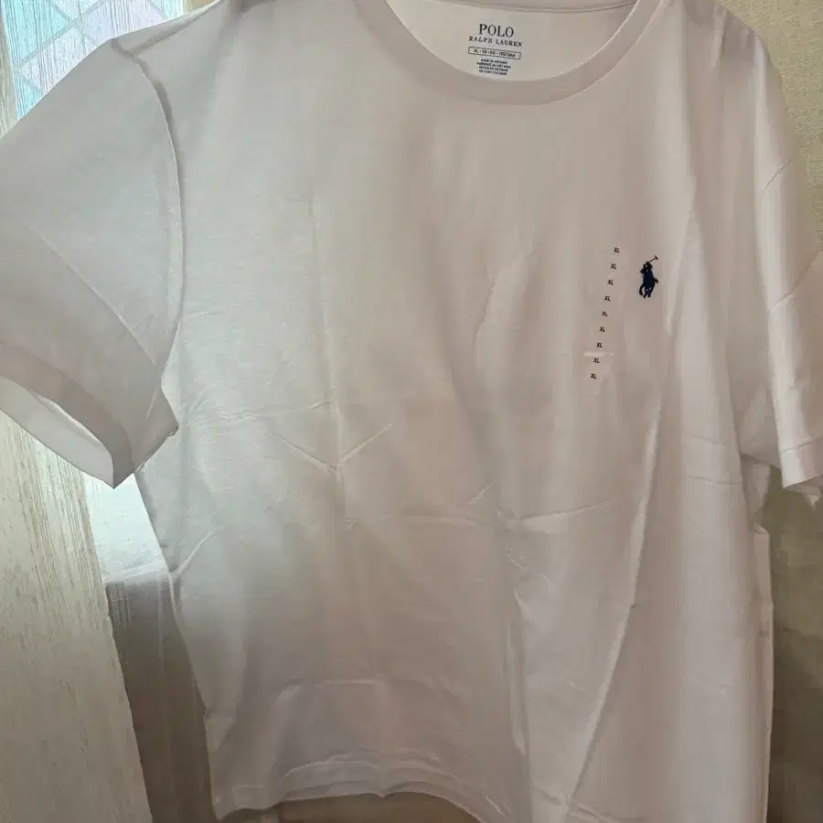 폴로 랄프로렌 포니 로고 화이트 반팔티 XL