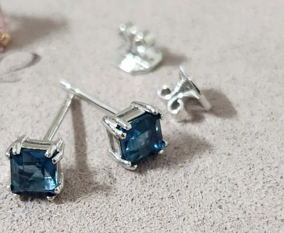 14k 런던블루 토파즈 이어링(화골), 14k 목걸이 (로즈골드), 실버925 13~14호 런던블루 반지 세트