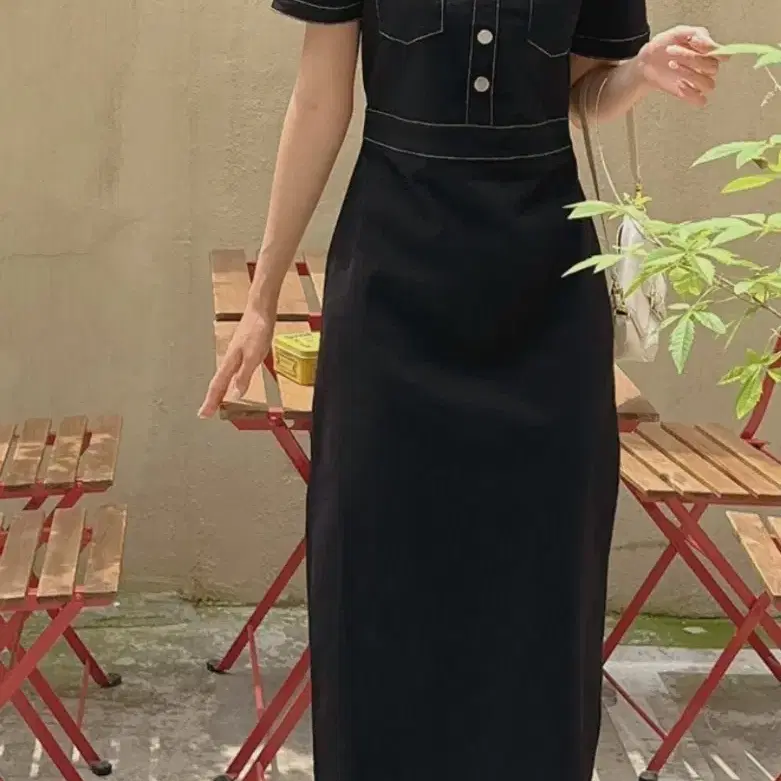 스티치 롱 원피스88