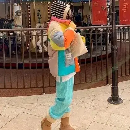 컬러 블록 패딩 점퍼
