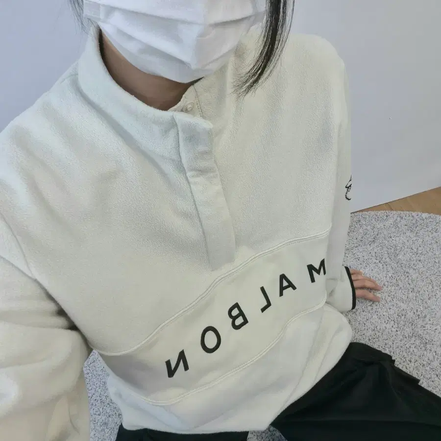말본골프 폴라 플리스 하프집업 아이보리 M