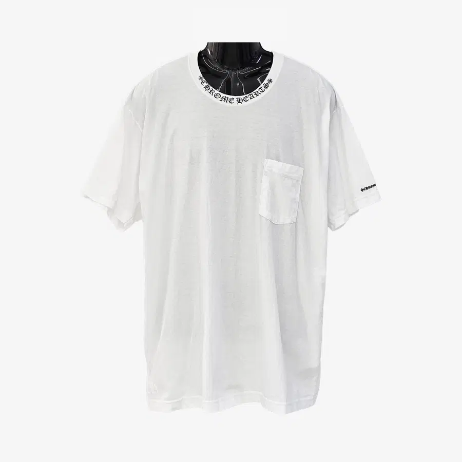 크롬하츠 넥 스크립트 로고 포켓 반팔티셔츠 XXL 화이트 N67HYMC8