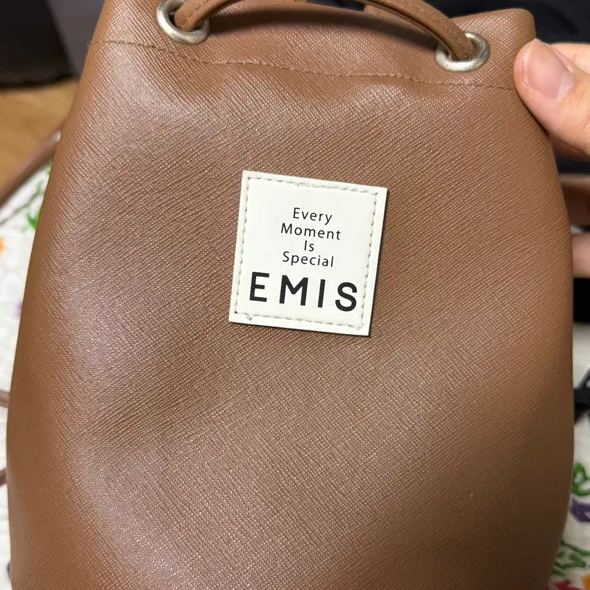 이미스 레더 복조리백 브라운