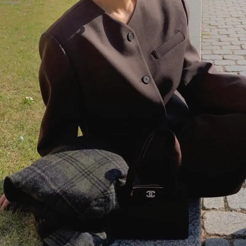 ged 게드 브라운 울 크롭 자켓 셋업 새상품