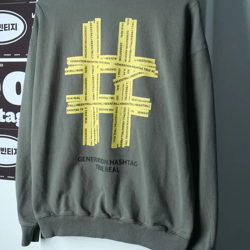 (L-XL) 빈트릴 맨투맨 티셔츠 백로고 카키 스트릿-H39732
