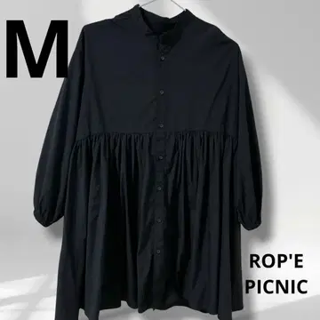 밴드 카라 개더 블라우스 블랙 긴팔 페플럼 셔츠