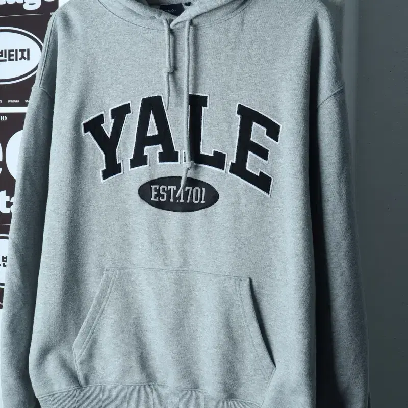 (L-XL) 예일 후드티셔츠 빅로고 오버핏 그레이 올드스쿨-H39738