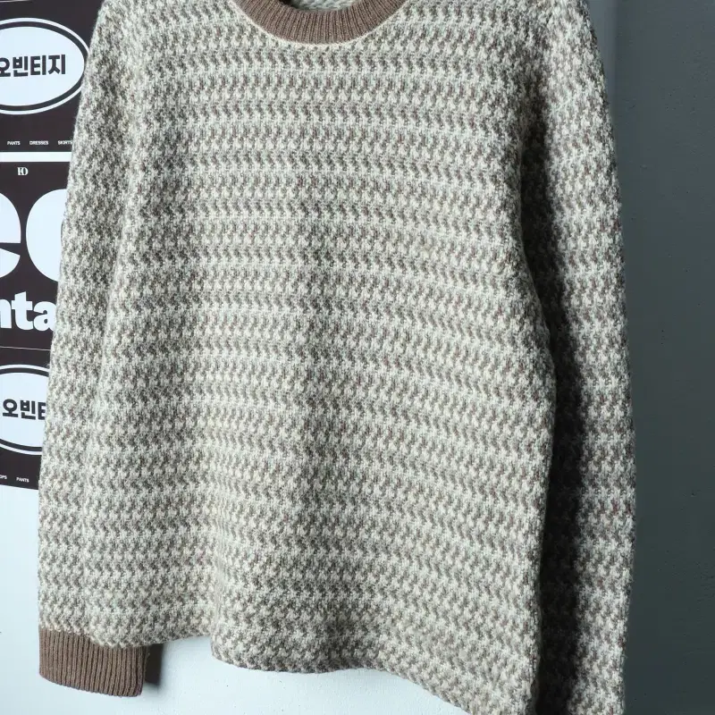 (L-XL) 에잇세컨즈 니트 패턴 베이지 울 아메카지-H39742