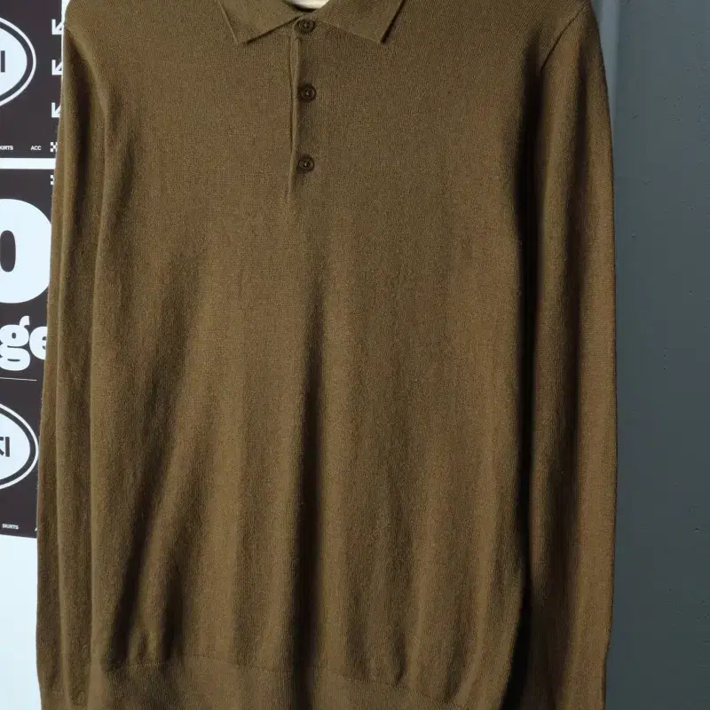 (L-XL) 프로젝트엠 니트 카라 캐시미어 무지 카키 놈코어-H39745