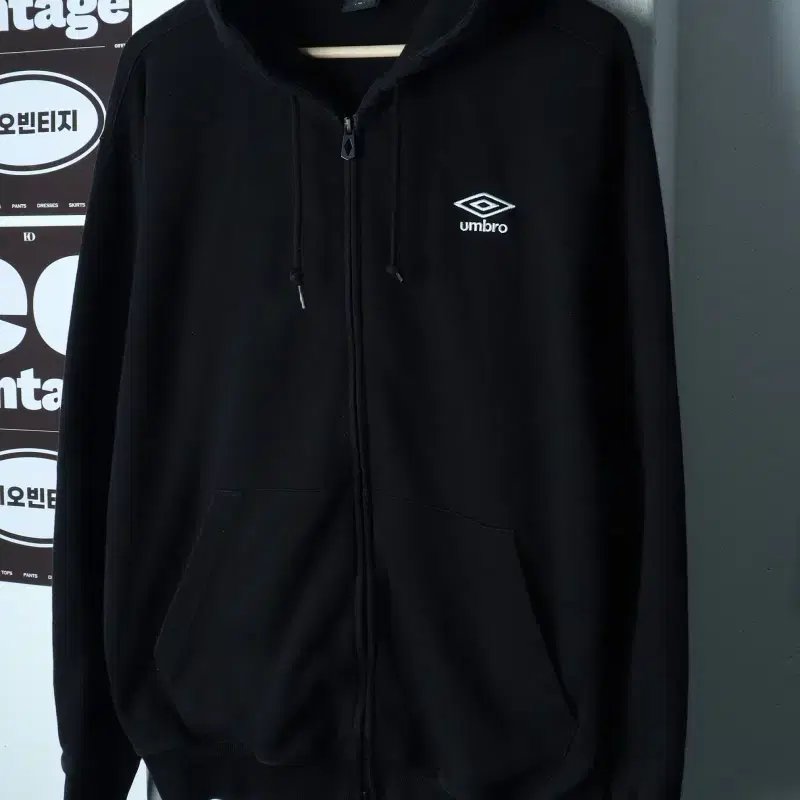(XL-2XL) 엄브로 후드집업 투웨이 블랙 올드스쿨-H39758