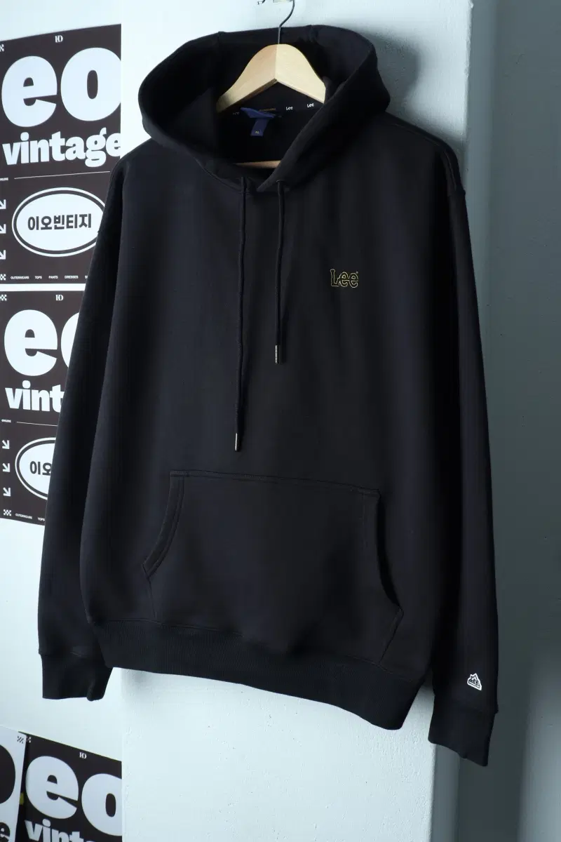 (XL-2XL) 리 후드티셔츠 빈티지프린팅 블랙 아메카지-H39762