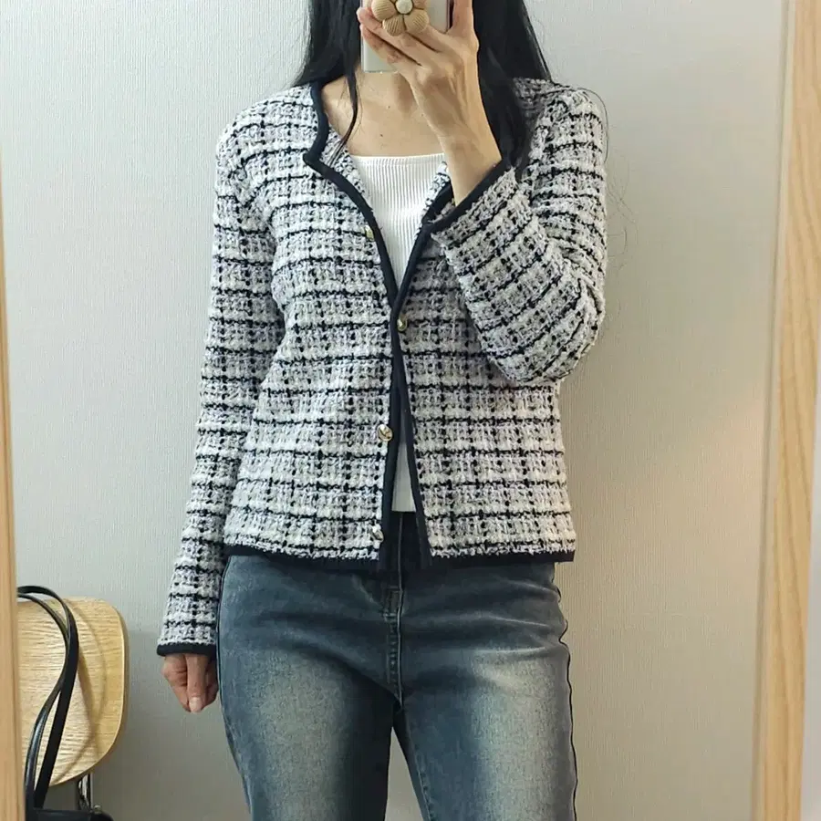 (S)미쏘 여성 트위드 긴팔 가디건 B3W5151