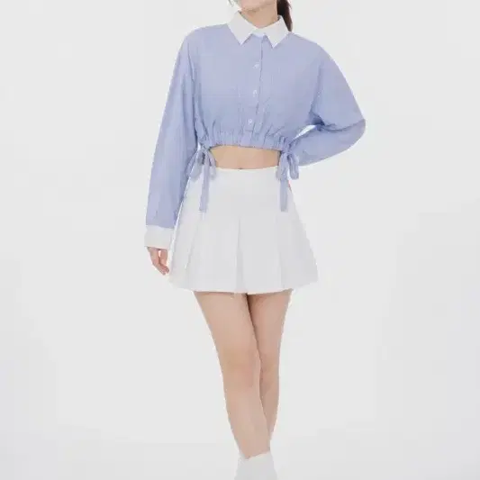 여S/자라 스트라이프 리본 디테일 셔츠