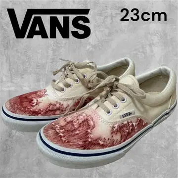 VANS 반스 스니커즈 23cm 파도 패턴 일본풍 패턴 화이트 레드