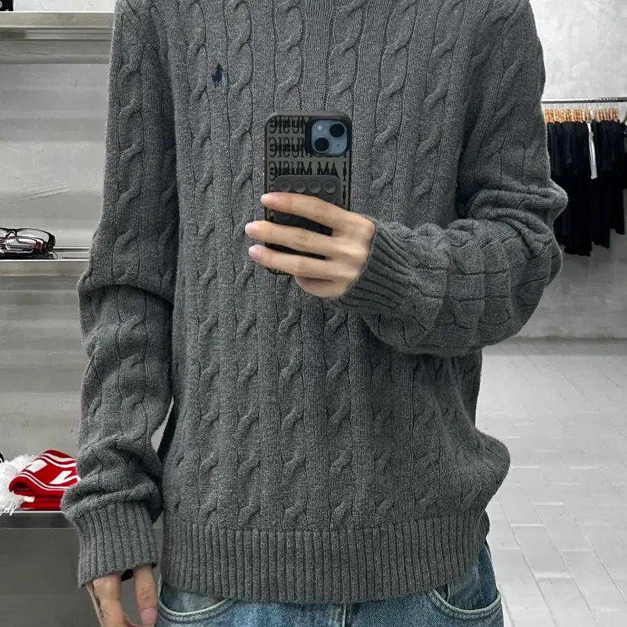 (L) 폴로 랄프로렌 그레이 꽈배기 니트
