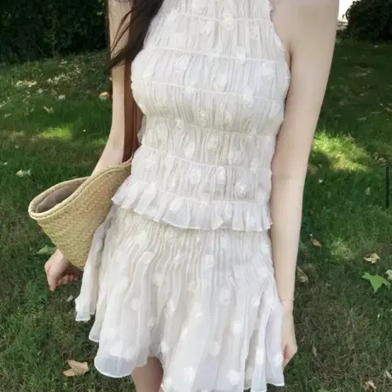 라벨르블랑 로즈 홀터탑, 로즈 핀턱 플리츠 스커트 S