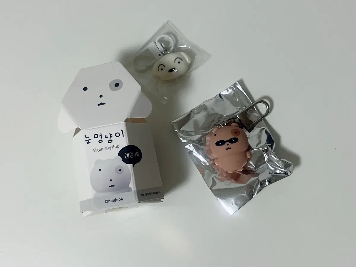 정품 눈멍냥이 태닝 눈멍이 키링 피규어 흰둥이