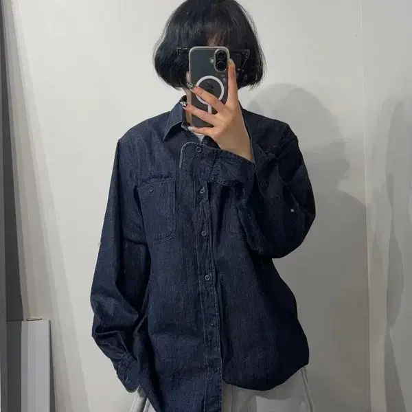 3 월드 와이드 러브 빈티지 데님 자수 셔츠