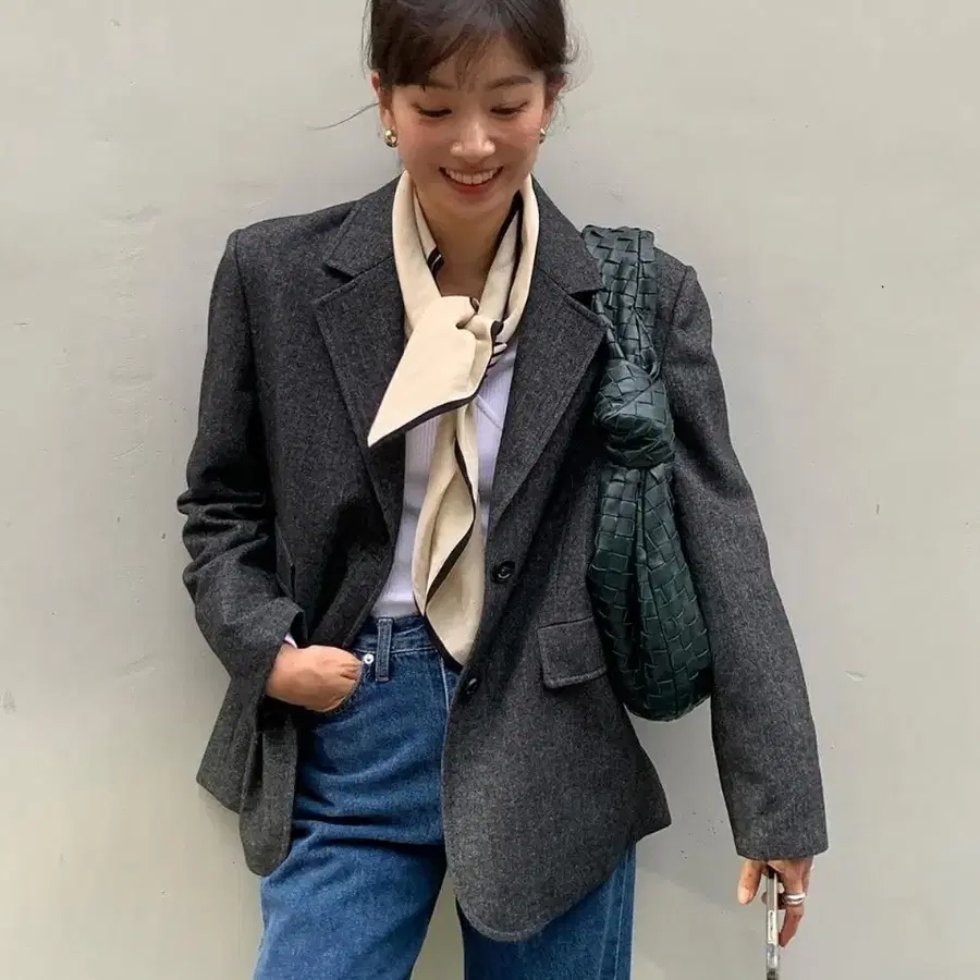 올리브데올리브 그레이 헤링본 자켓
