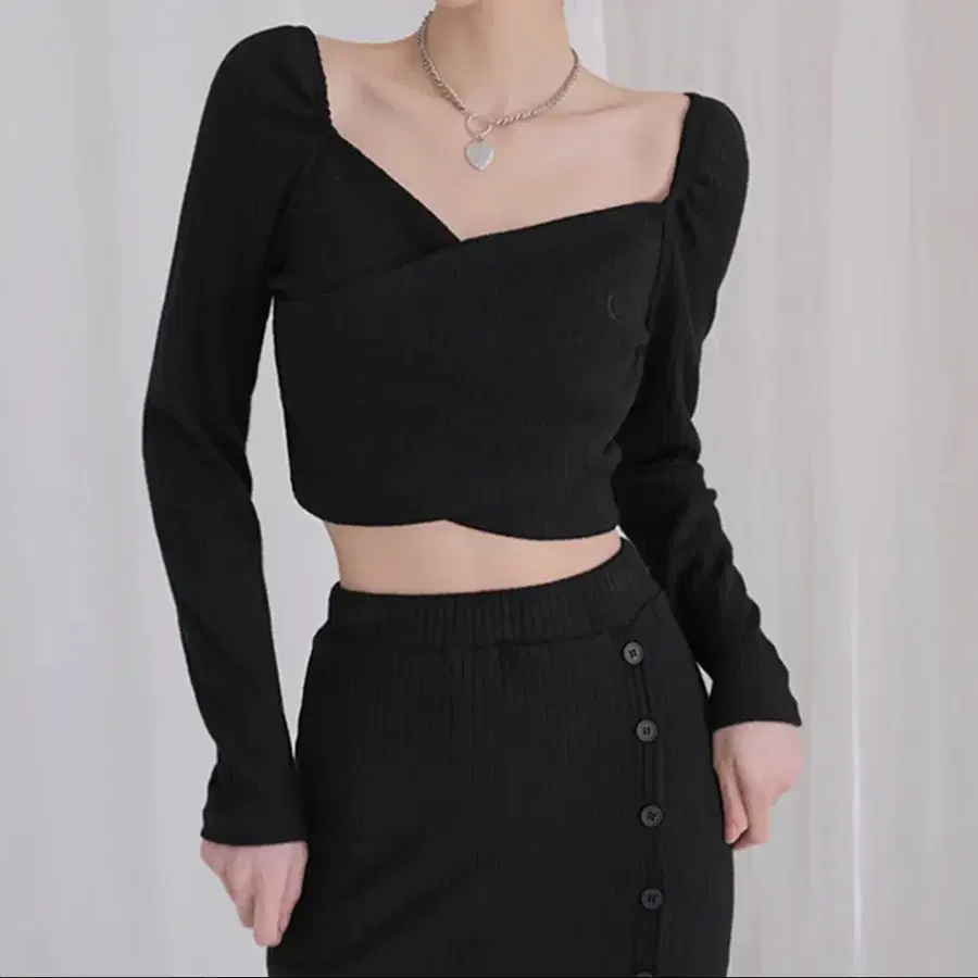 어반드레스 Ribbed wrap Knit (블랙)