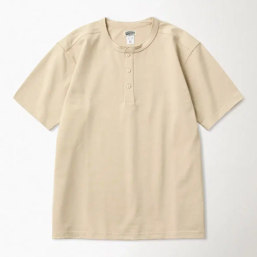 브론슨 10.6 oz 헨리넥 코튼 숏슬리브 살구색